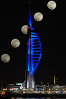 Winter Moon Rise Behind Spinnaker Tower, Portsmouth